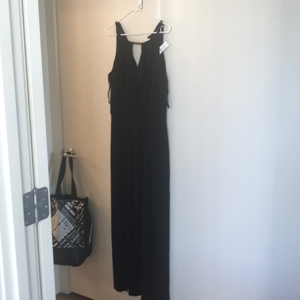 Black jumpsuit with wide legs